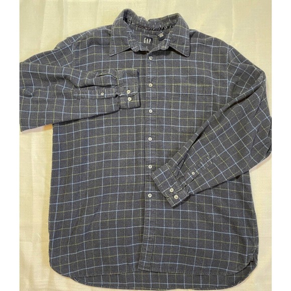 GAP Men’s Long Sleeve Plaid Flannel Jacket Thick Cotton Button Up Large - Picture 2 of 3